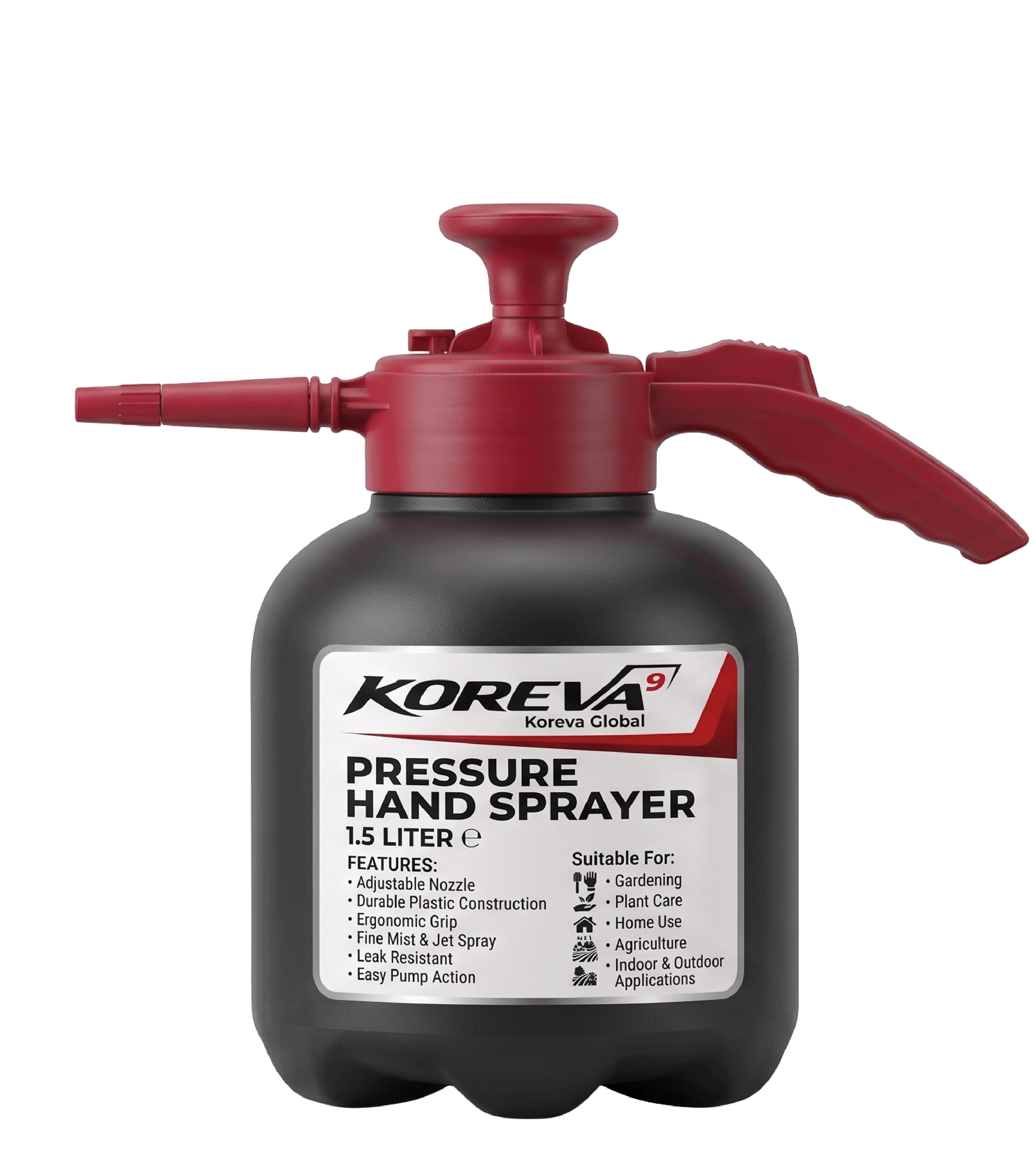 KOREVA TURBO SPRAY High Pressure Agricultural Hand Sprayer with Adjustable Brass Spray Nozzle